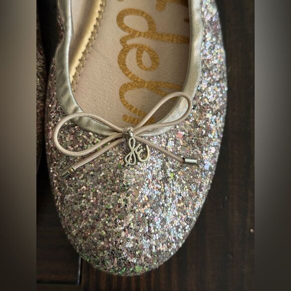 Sam Edelman Women’s Silver & Pink Multi Glitter Felicia Slip On Flat Shoes - Picture 4 of 8
